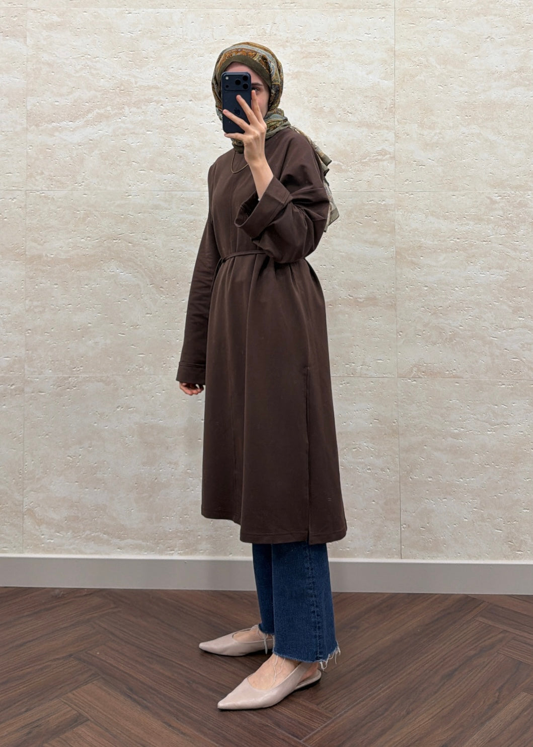 BASIC OVERSIZE UZUN TUNİK KAHVE