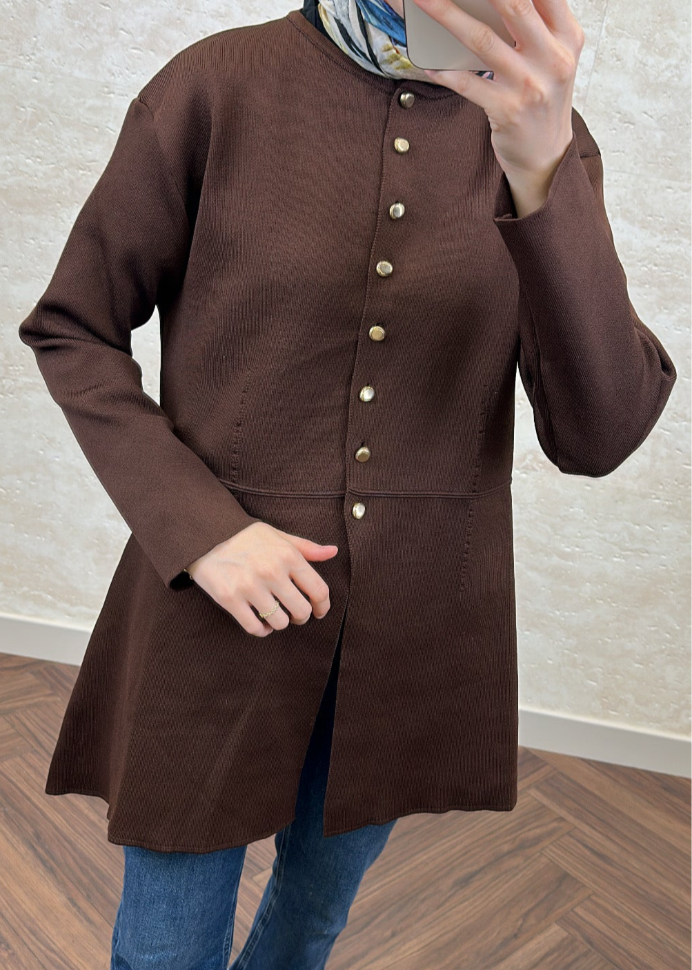 PREMIUM UZUN TRİKO HIRKA KAHVE