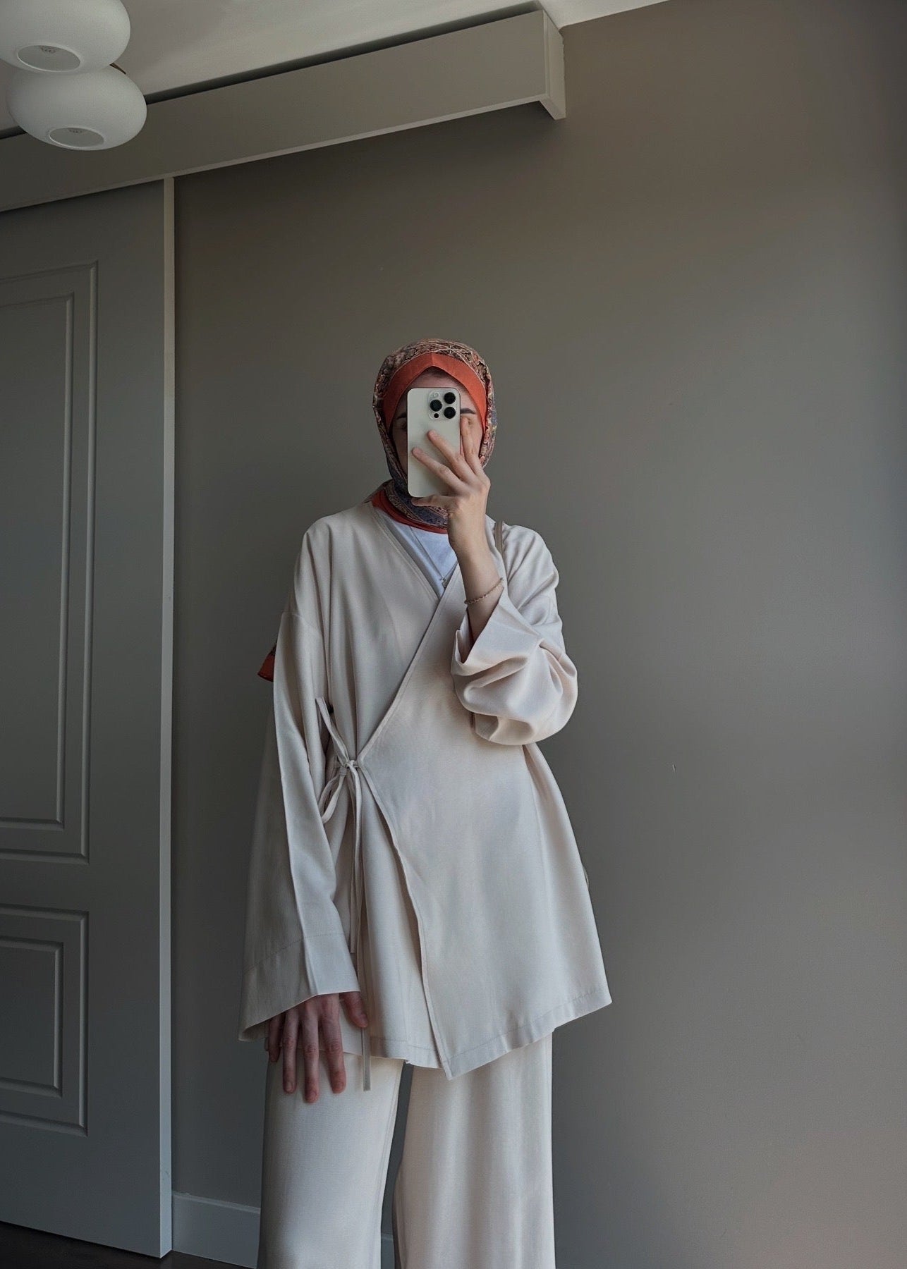 TENSEL KİMONO TAKIM BEJ