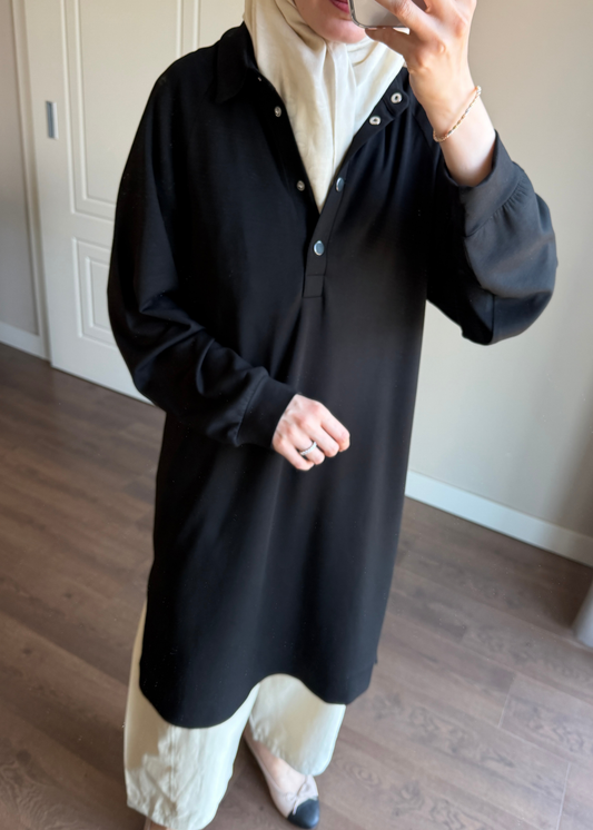 POLO YAKA BASIC TUNİK SİYAH