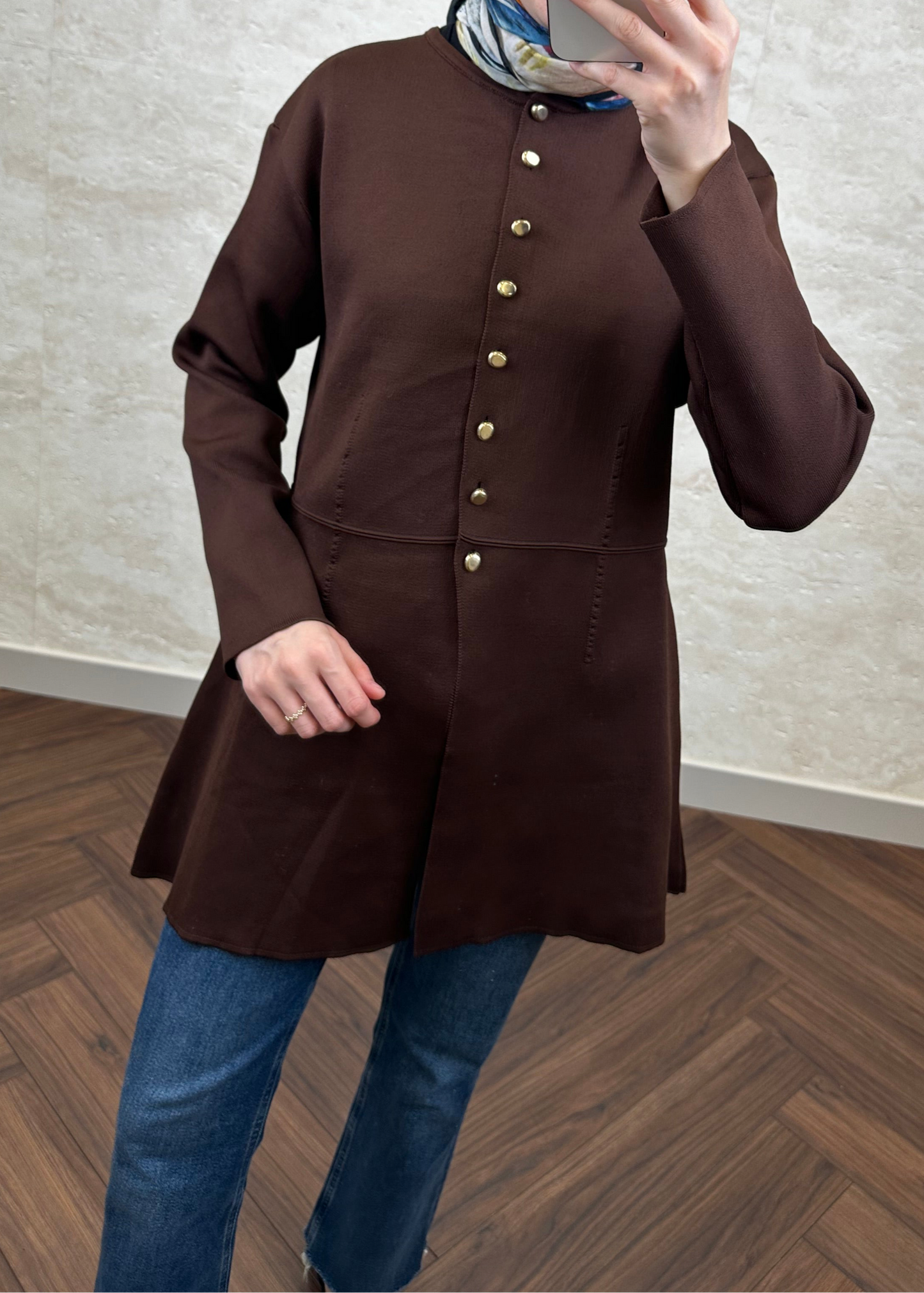 PREMIUM UZUN TRİKO HIRKA KAHVE