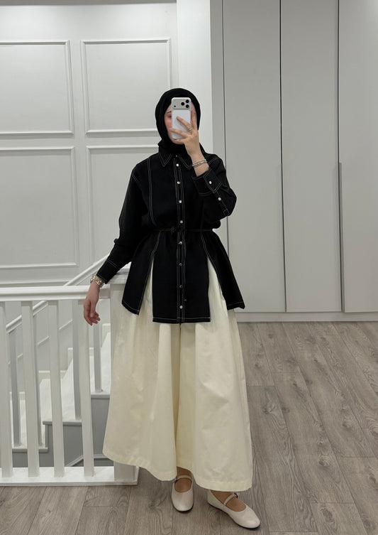 GARDENYA ÇİFT DİKİŞLİ GÖMLEK SİYAH