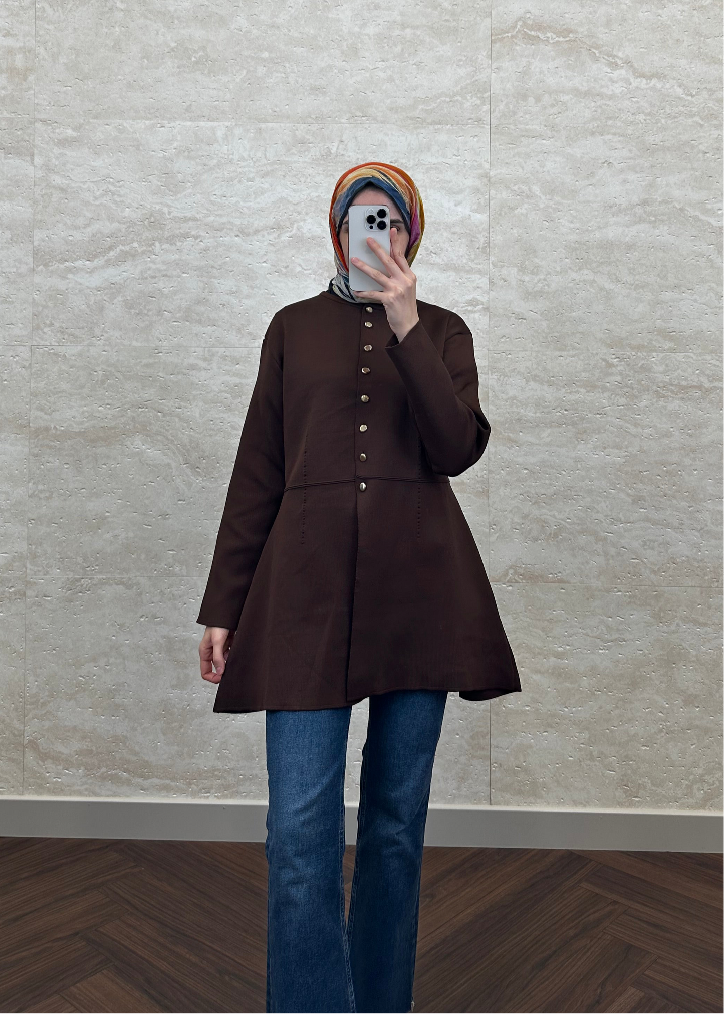 PREMIUM UZUN TRİKO HIRKA KAHVE