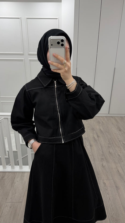 DENIM ETEK CEKET TAKIM SİYAH