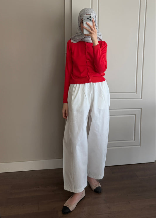 BARREL FIT PANTOLON BEYAZ