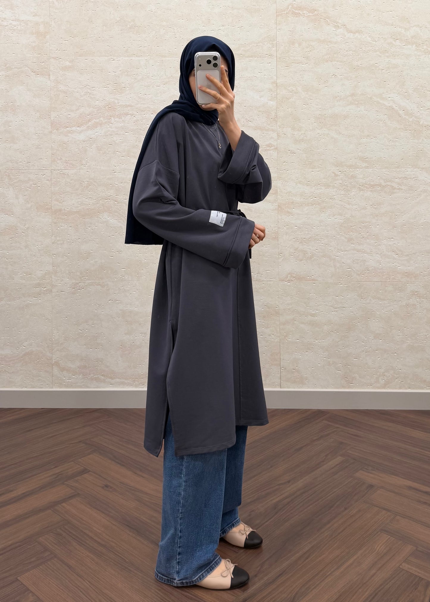 BASIC OVERSIZE UZUN TUNİK FÜME