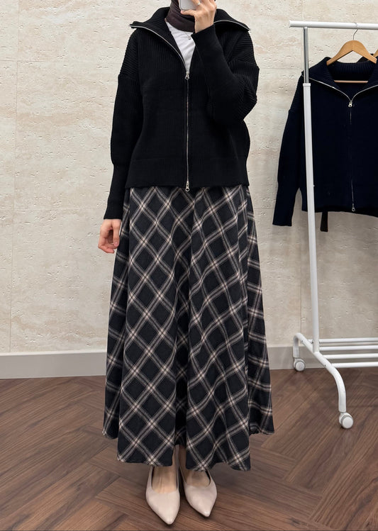 EKOSE KEMERLİ ETEK SİYAH