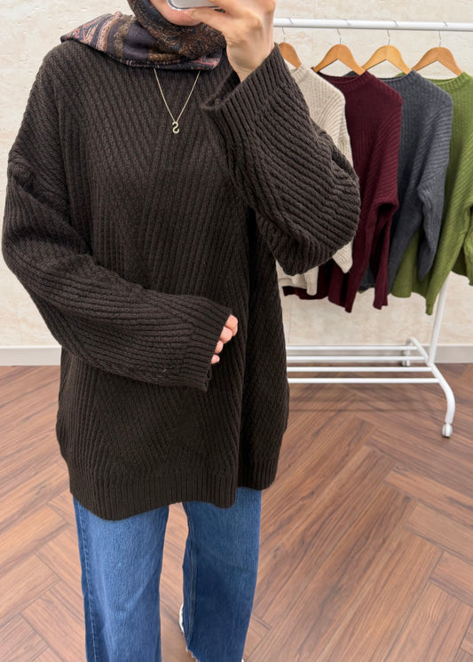 VEREV ÇİZGİLİ TRİKO KAZAK ACI KAHVE