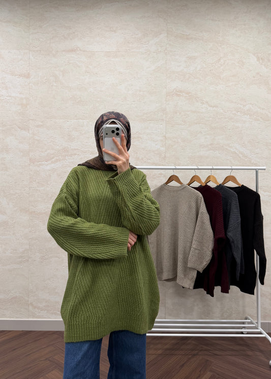 VEREV ÇİZGİLİ TRİKO KAZAK YEŞİL