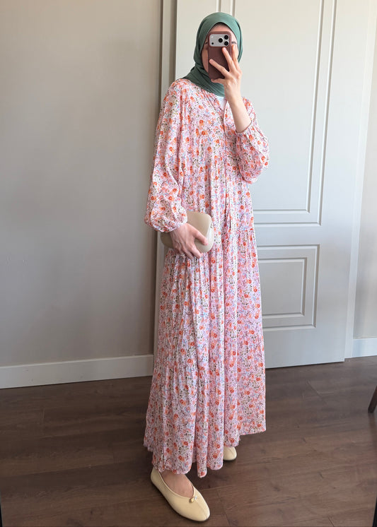 FLORA ELBİSE PEMBE