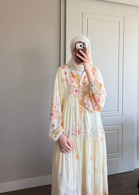 FLORA ELBİSE BUTTER YELLOW