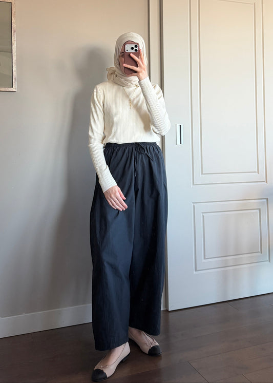 BARREL FIT PANTOLON SİYAH
