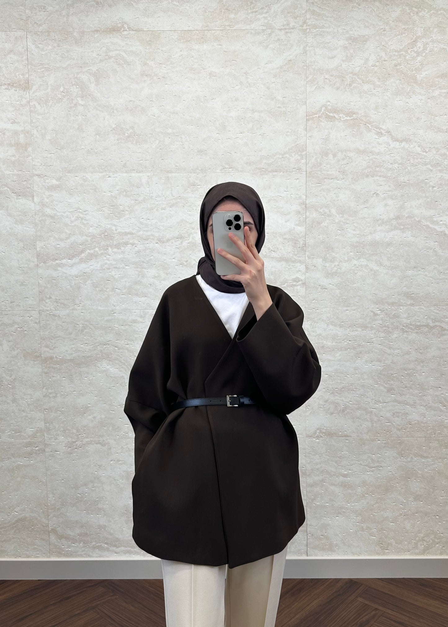 KEMERLİ OVERSIZE ASTARLI CEKET ACI KAHVE