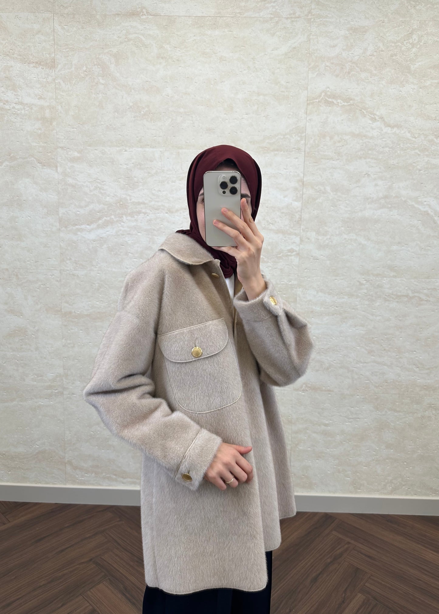 OVERSIZE TAY TÜYÜ CEKET BEJ