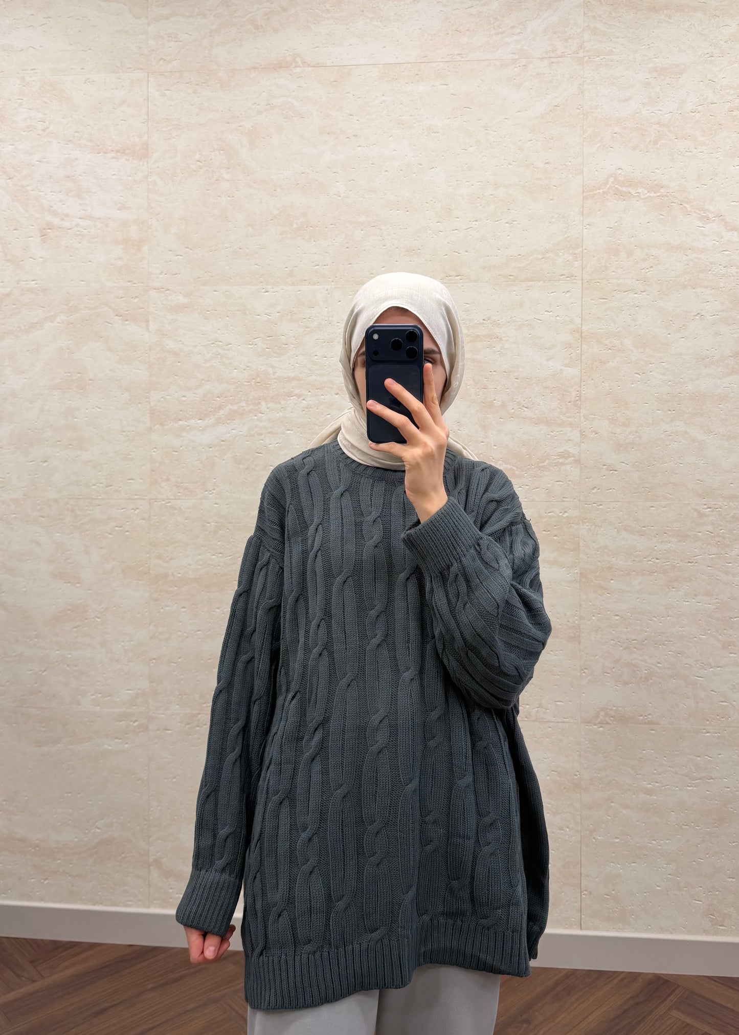 SAÇ ÖRGÜ TRİKO KAZAK FÜME