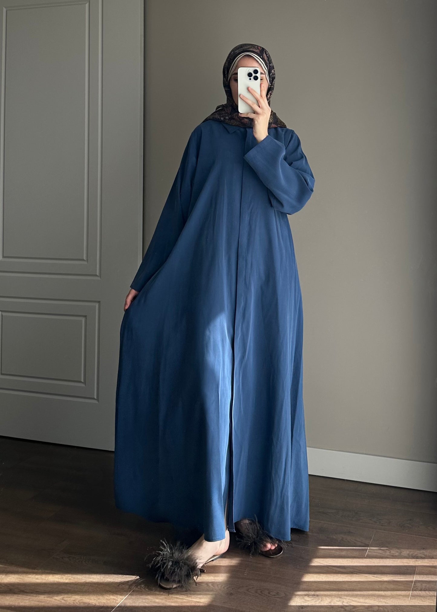 KUŞAKLI GÖMLEK ELBİSE LACİVERT