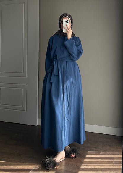 KUŞAKLI GÖMLEK ELBİSE LACİVERT