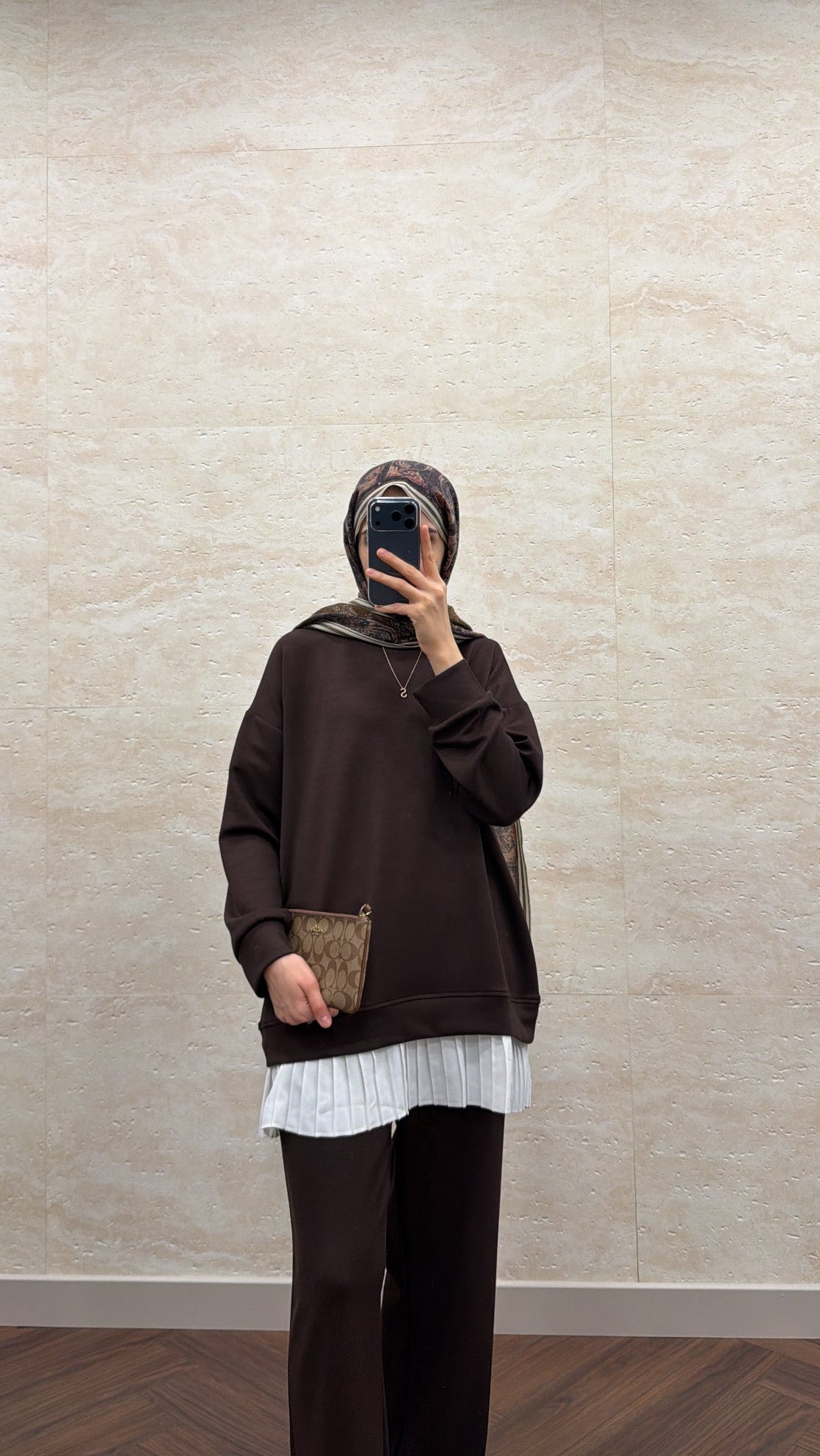 OYSH PLİSE GARNİLİ TAKIM KAHVE