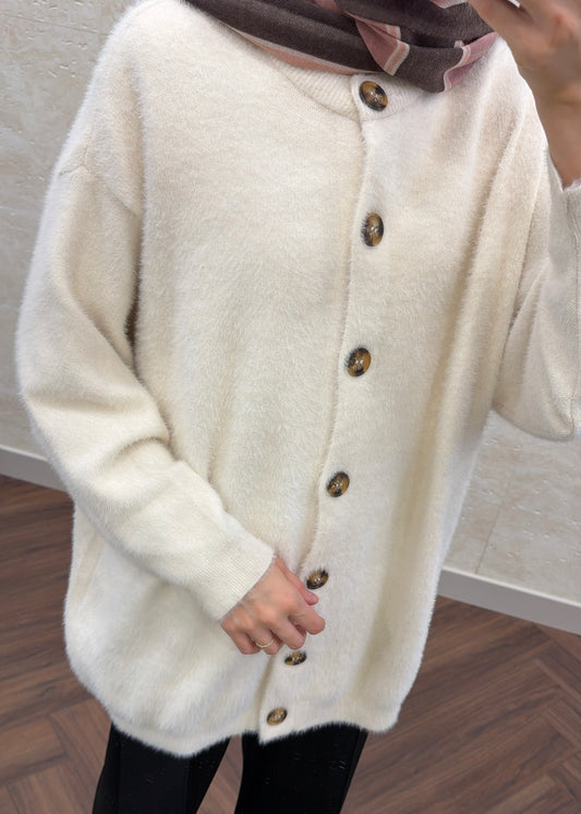 YUMOŞ DÜĞMELİ HIRKA EKRU