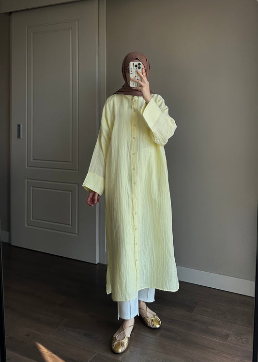 UZUN SALAŞ MÜSLİN GÖMLEK SARI