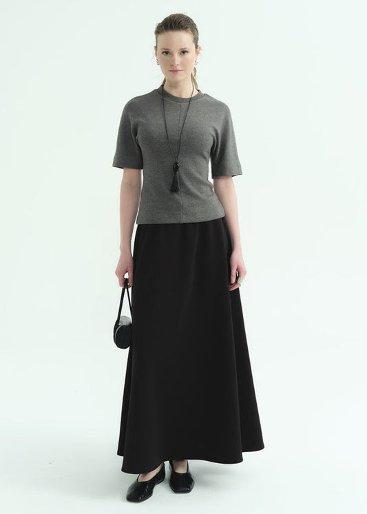 BELİ LASTİKLİ SKUBA ETEK SİYAH