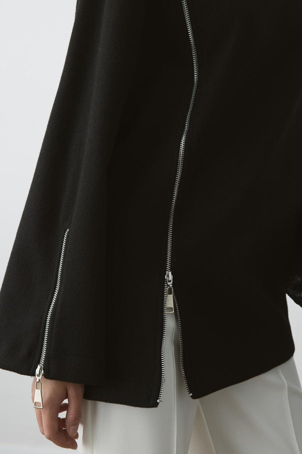 FERMUAR DETAYLI KAŞE SWEATSHIRT SİYAH