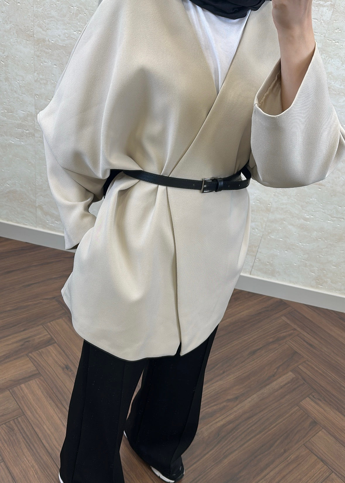 KEMERLİ OVERSIZE ASTARLI CEKET TAŞ