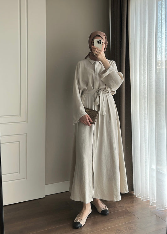 KUŞAKLI GÖMLEK ELBİSE TAŞ