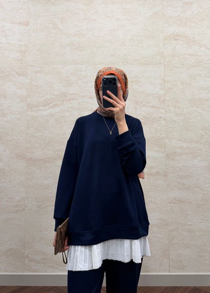 OYSH PLİSE GARNİLİ TAKIM LACİVERT