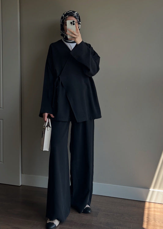 TENSEL KİMONO TAKIM SİYAH