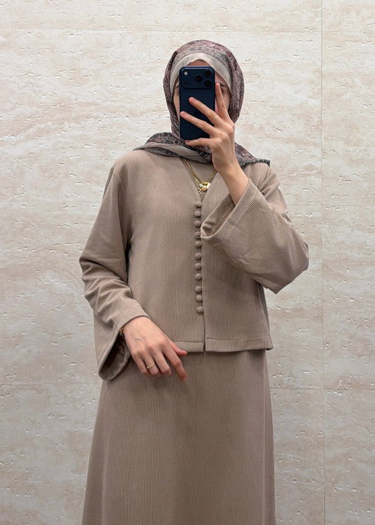 HIRKALI TRİKO ELBİSE VİZON