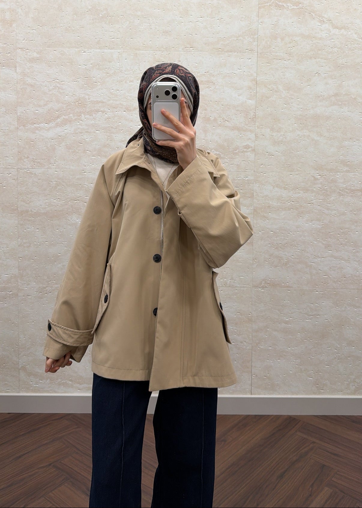 DİK YAKA OVERSIZE TRENÇKOT BEJ