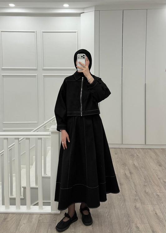 DENIM ETEK CEKET TAKIM SİYAH