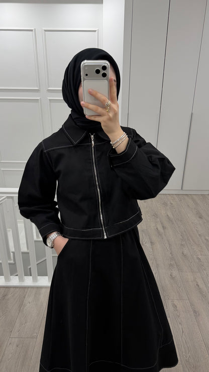 DENIM ETEK CEKET TAKIM SİYAH