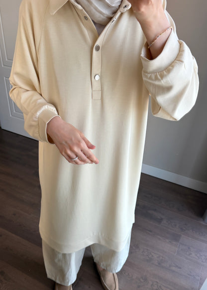 POLO YAKA BASIC TUNİK SARI