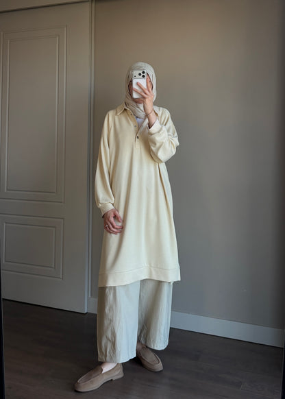 POLO YAKA BASIC TUNİK SARI