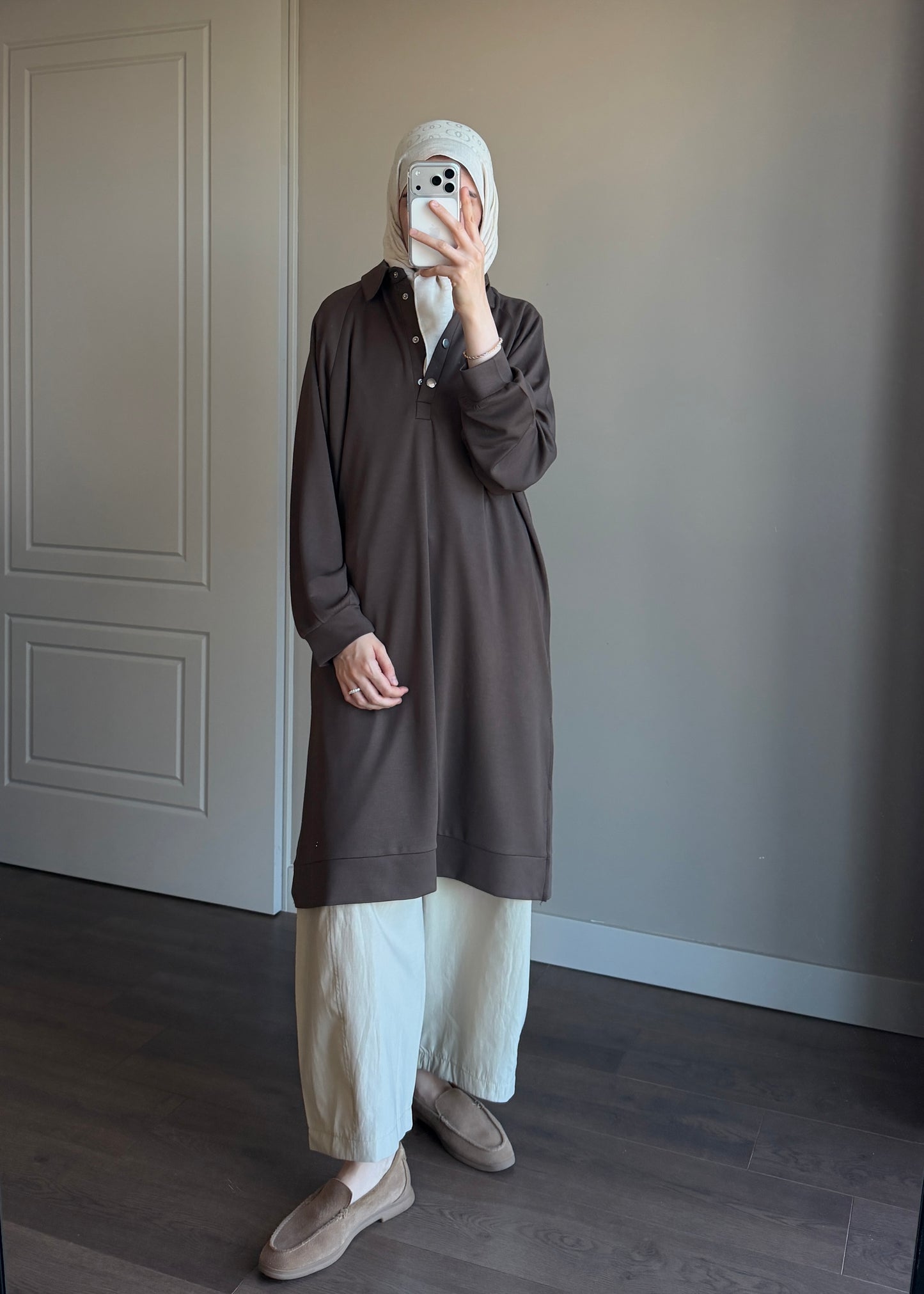 POLO YAKA BASIC TUNİK KAHVE