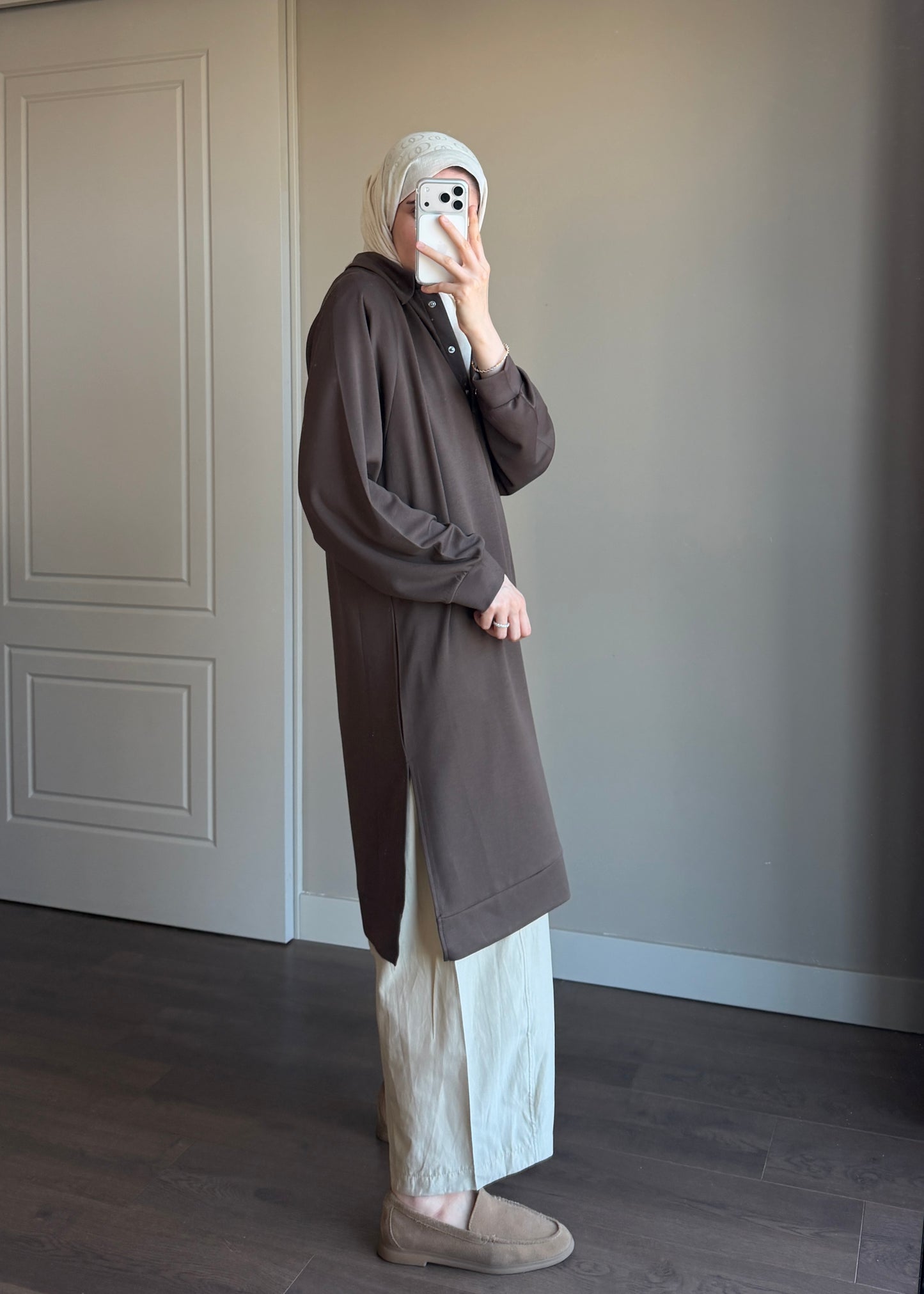 POLO YAKA BASIC TUNİK KAHVE
