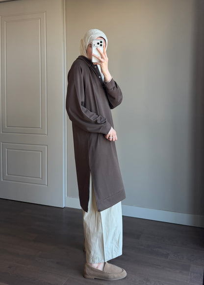 POLO YAKA BASIC TUNİK KAHVE