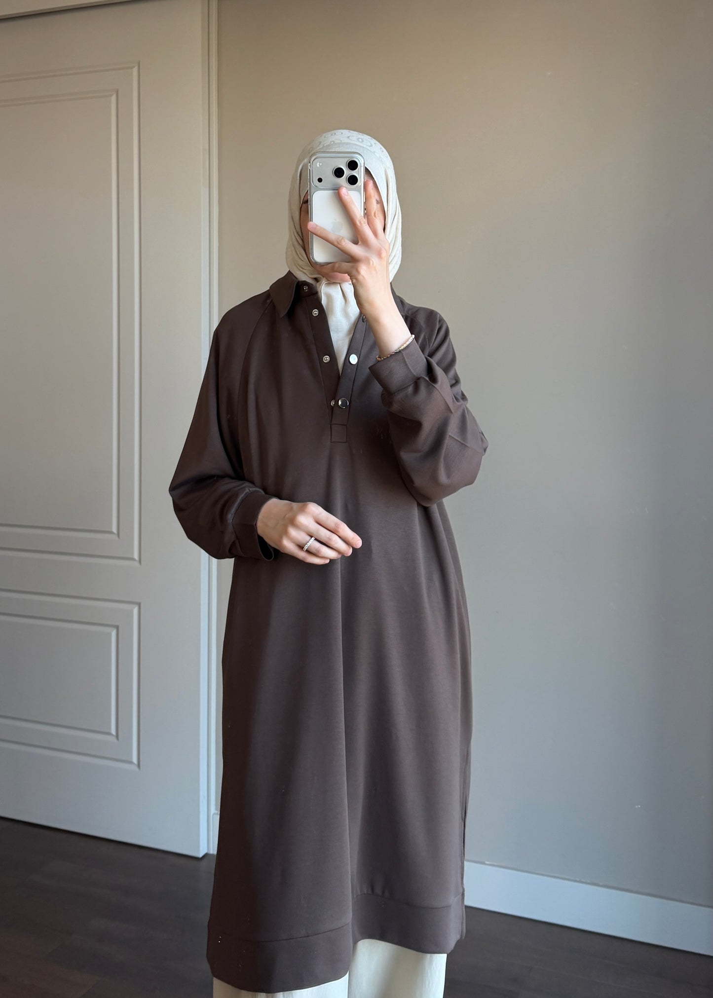 POLO YAKA BASIC TUNİK KAHVE