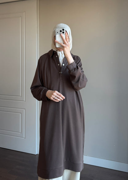 POLO YAKA BASIC TUNİK KAHVE