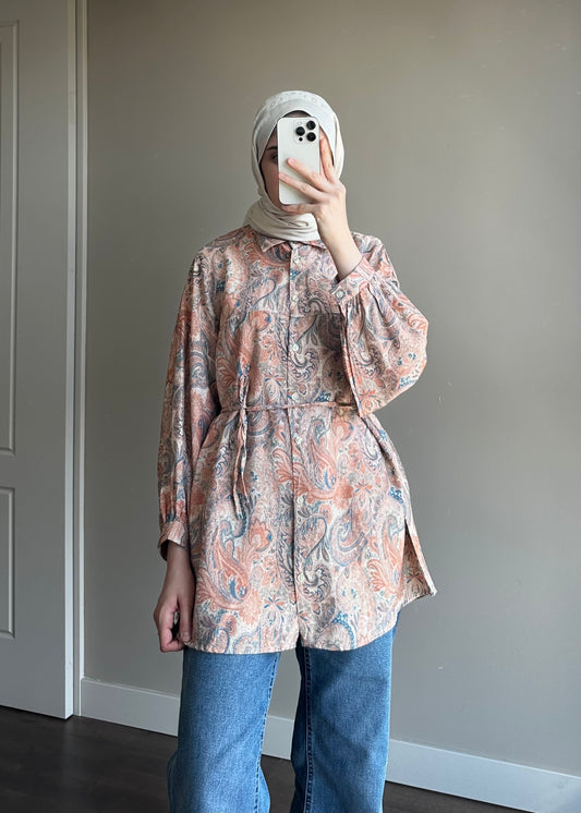 ETNİK DESENLİ GÖMLEK TURUNCU