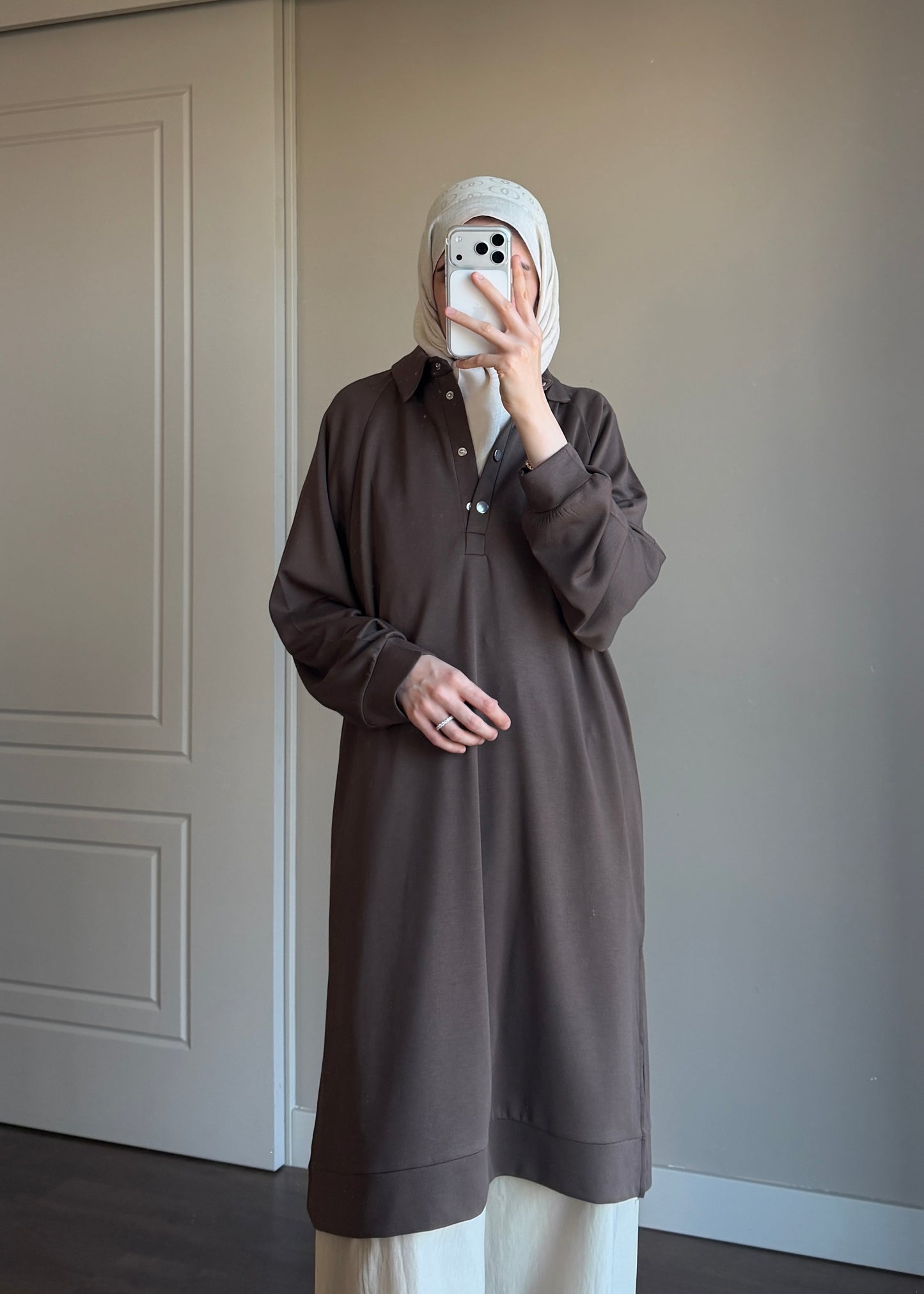 POLO YAKA BASIC TUNİK KAHVE