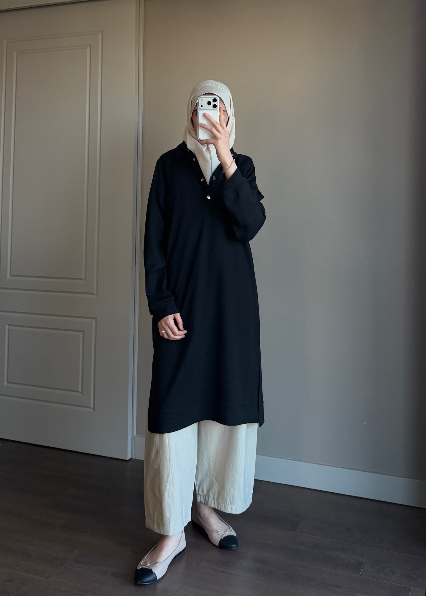 POLO YAKA BASIC TUNİK SİYAH