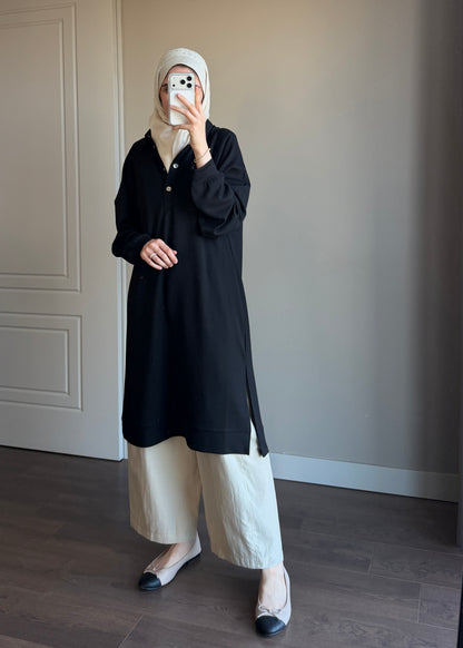 POLO YAKA BASIC TUNİK SİYAH