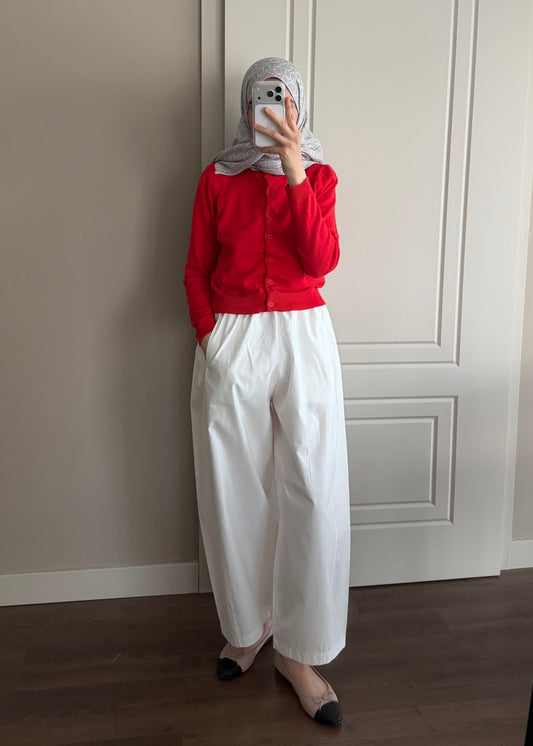 BARREL FIT PANTOLON BEYAZ