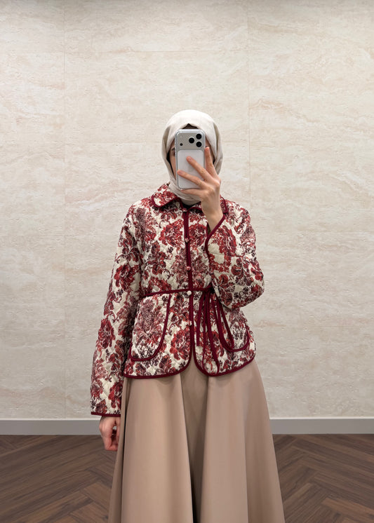 KAPİTONE KISA CEKET BORDO