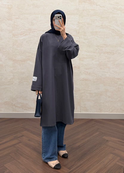 BASIC OVERSIZE UZUN TUNİK FÜME