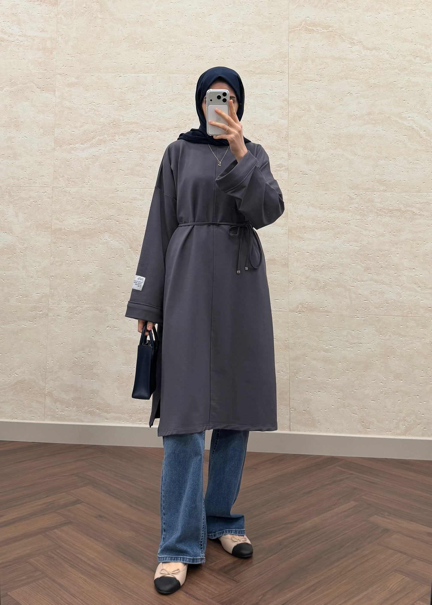 BASIC OVERSIZE UZUN TUNİK FÜME