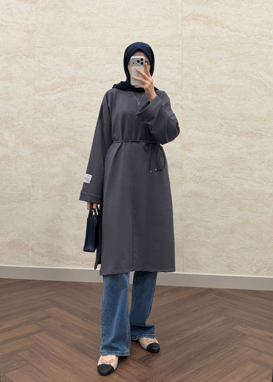 BASIC OVERSIZE UZUN TUNİK FÜME